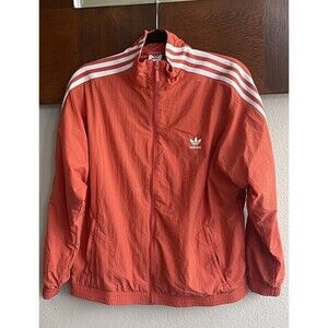 Adidas Originals Women Activewear Jacket Medium Orange Track Logo Trefoil